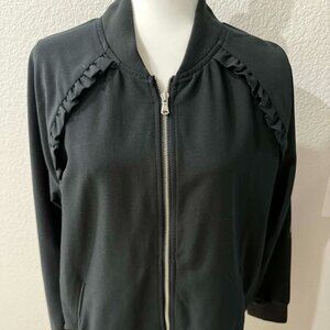 Black Ruffled Bomber Jacket [Sz.L]